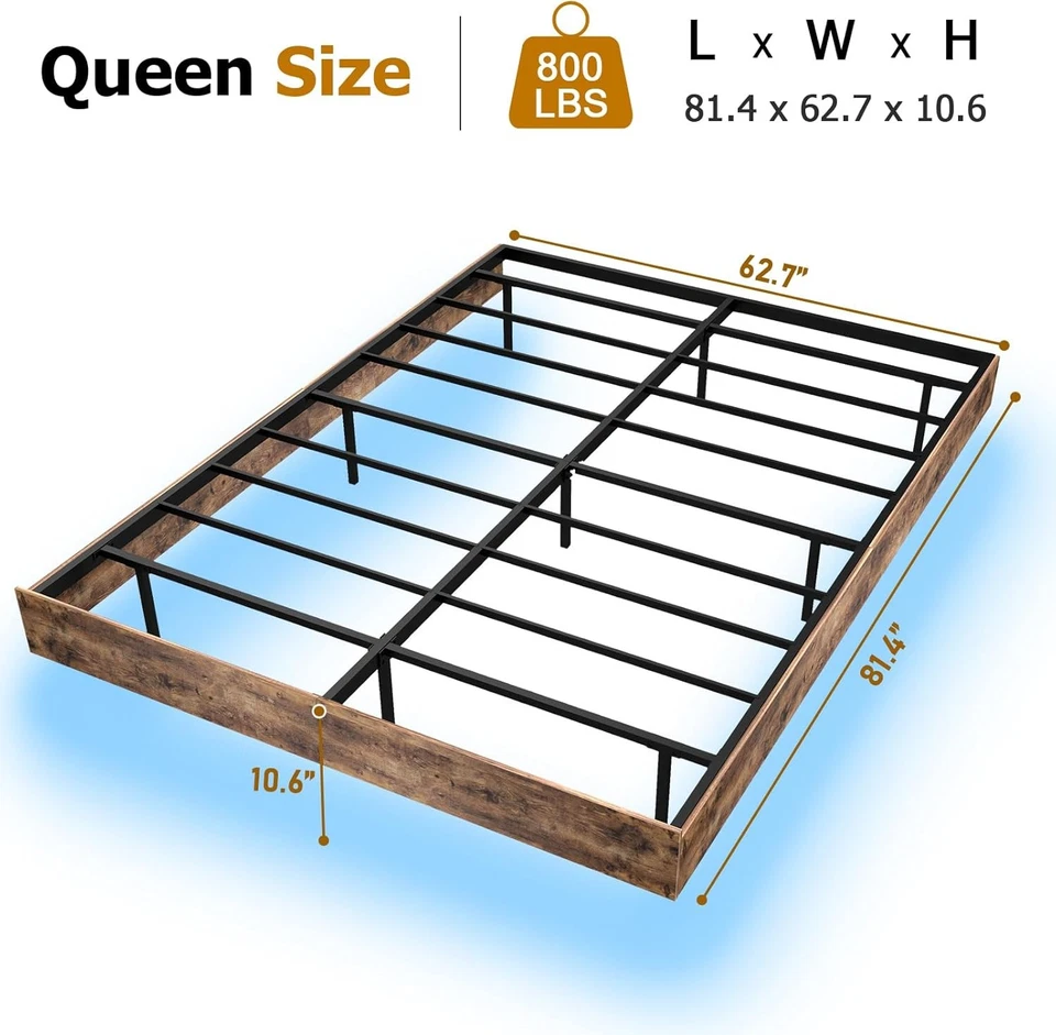 Marco de cama flotante luces LED tamaño queen, plataforma metálica sin necesidad de somier Foto 2 de 4