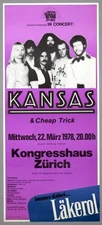KANSAS + CHEAP TRICK – mega rare vintage original Zürich 1978 concert poster