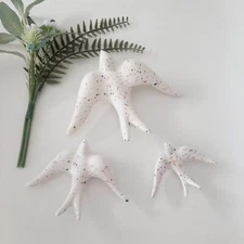 Glazed White Swallows With Colorful Spots Wall Hanging Decor