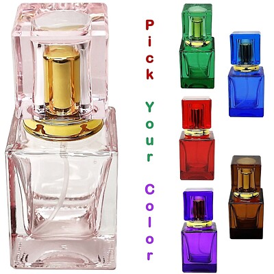 30ml 1oz colored glass cube empty perfume spray bottles decant