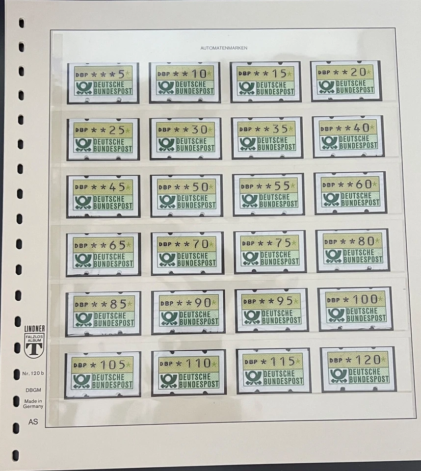 Germany AUTOMATENMARKEN, stamps on 4 Lindner T pa , 98 mint and 34 used stamps,  - Image 4 of 4