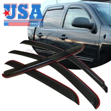 IN-CHANNEL Window Visor Sun Rain Wind Guard for 07-13 Silverado Sierra Crew Cab
