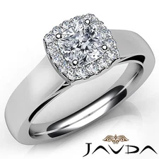 Halo Filigree French Pave Setting Cushion Diamond Engagement GIA F VS1 0.92 Ctw