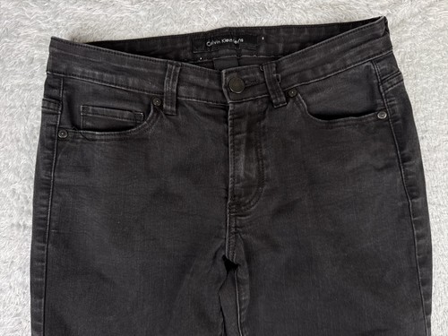Calvin Klein Jeans Women 6 Black Denim Low Rise Straight Cotton Blend 28x30 - Picture 4 of 18