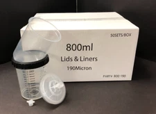 25 oz Disposable Paint Spray Gun Cup Liners and Lid System (190 Mic) 50pack
