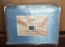 New 100 Polyester Satin Radiance Full Sheet Set Blue with Standard Pillow cases