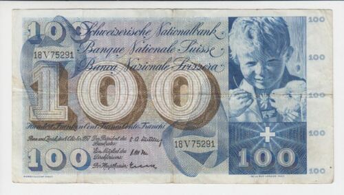 4. Okt. 1957 Schweiz, 100 Franken, 1957 gebraucht 70011 - Bild 1 von 2