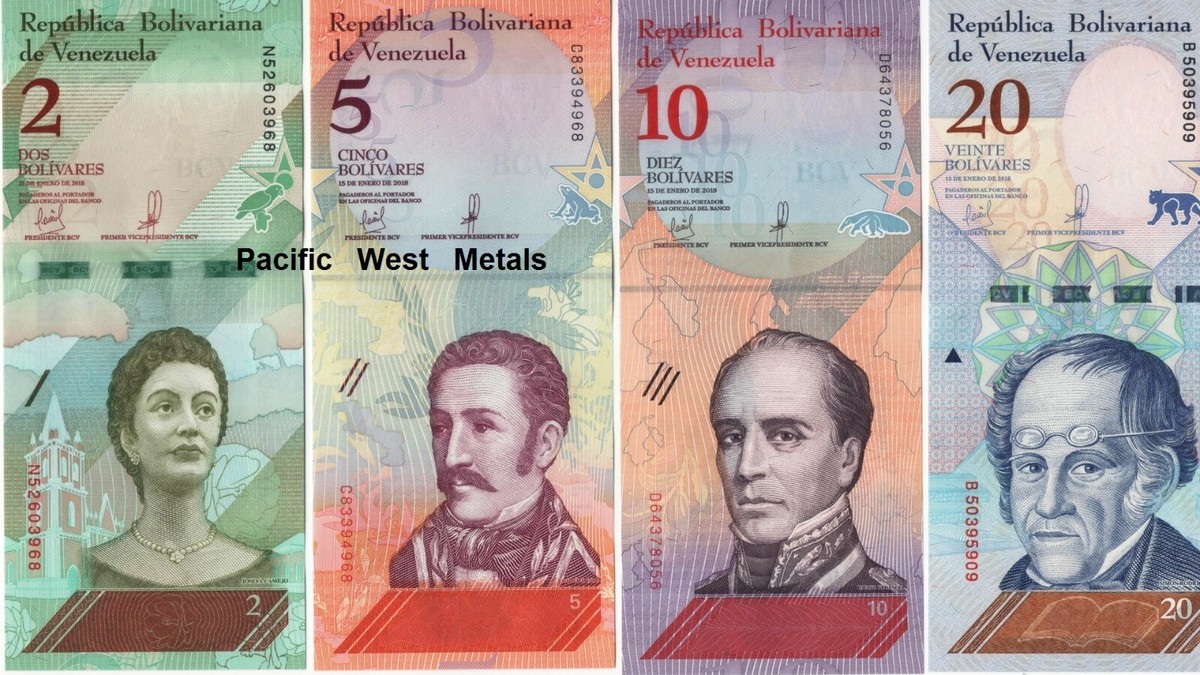 Set of 8 Venezuela Bolivares Banknotes World Paper Money Currency