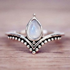 Moonstone 925 Sterling Silver Ring Anniversary Gifts For Her Jewelry R-1758