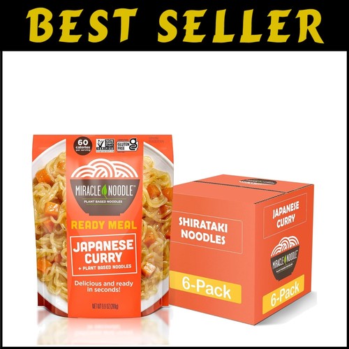 Convenient Ready-to-Eat Shirataki Noodles with Japanese Curry - 10 Oz, 6-Pack