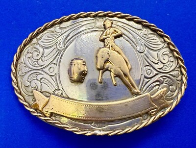 Vintage Nickel Silver Barrel Racing Trophy Award Style Belt  display picture 1