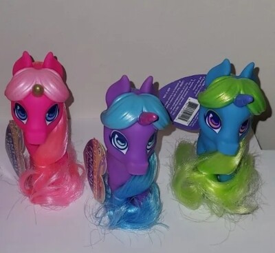 Hairmazing Fantasy Unicorns Brushable Hair Neon Colors Kids Toys Set Of 3 New