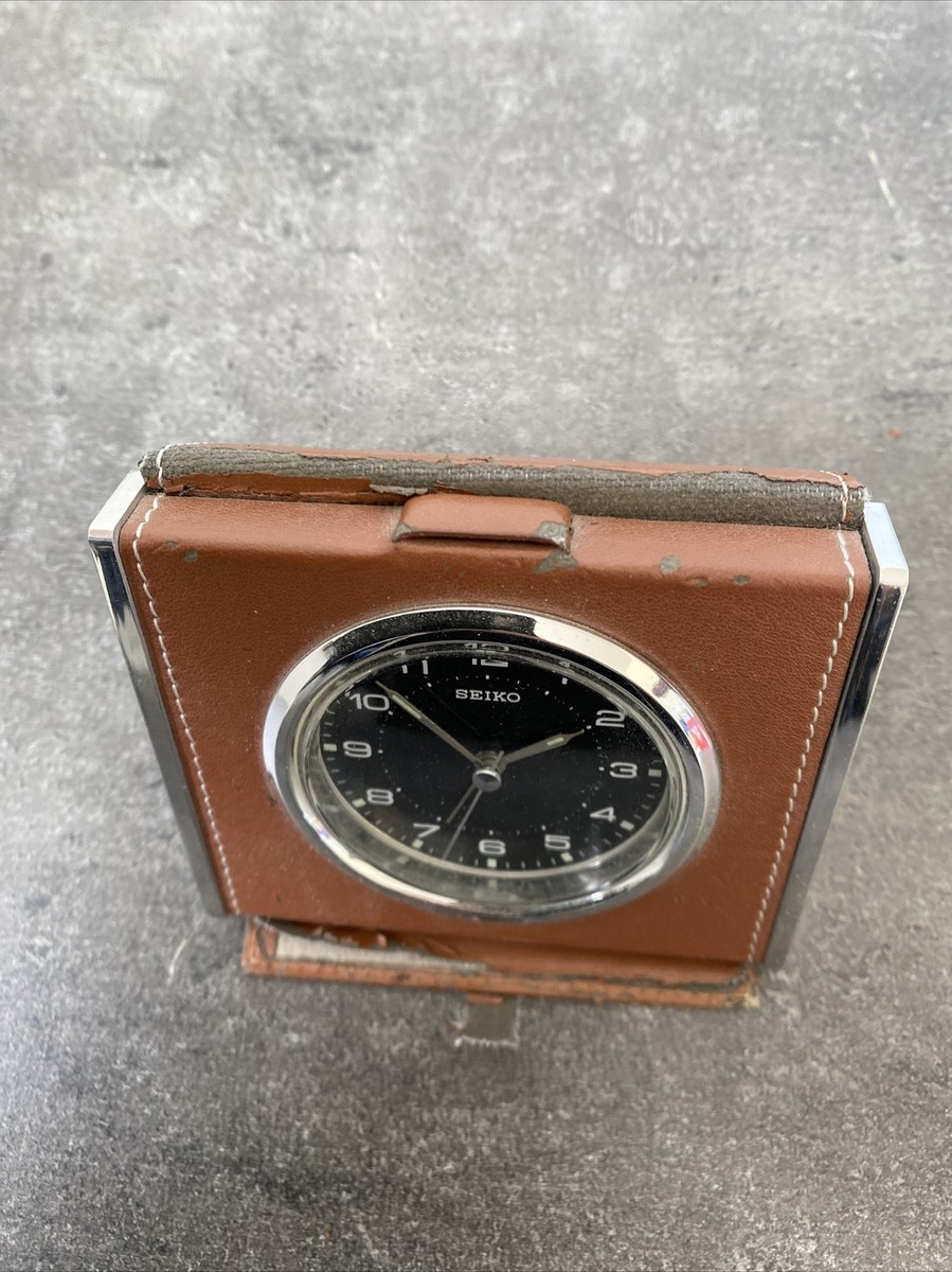 Vintage - Réveil De Voyage Picco Quartz - Fabriqué Au Japon - Analogique Marron