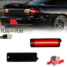 2x Smoked Lens Red LED Rear Bumper Side Marker Lights For 1993-2002 Chevy Camaro