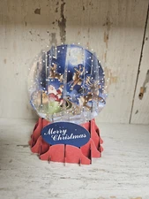 MOONLIGHT SANTA SLEIGH Snow Globe Pop-Up Christmas Card REUSABLE! Red Base