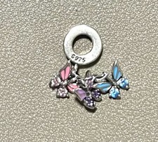 925 Sterling Silver Plated - Butterflies Design Bracelet Charm