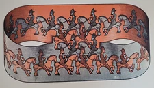 HORSEMAN Knights (Continuous 1946) M C Escher Style: Op Art Tessellation Print