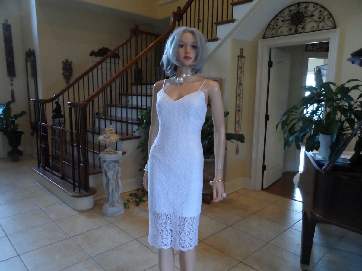 New White House Black Market White Corded Lace Sheath Dress Size 4 | eBay