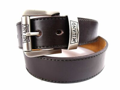 HERREN HOCHWERTIGER BRAUNER LEDERGÜRTEL SILBERNE SCHNALLE VON MILANO STARK LANGLEBIG 1,5''