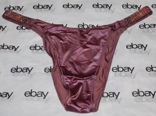 NEW Victoria's Secret Very Sexy Brazilian Panty Satin Mauve Crystals Logo XL VS