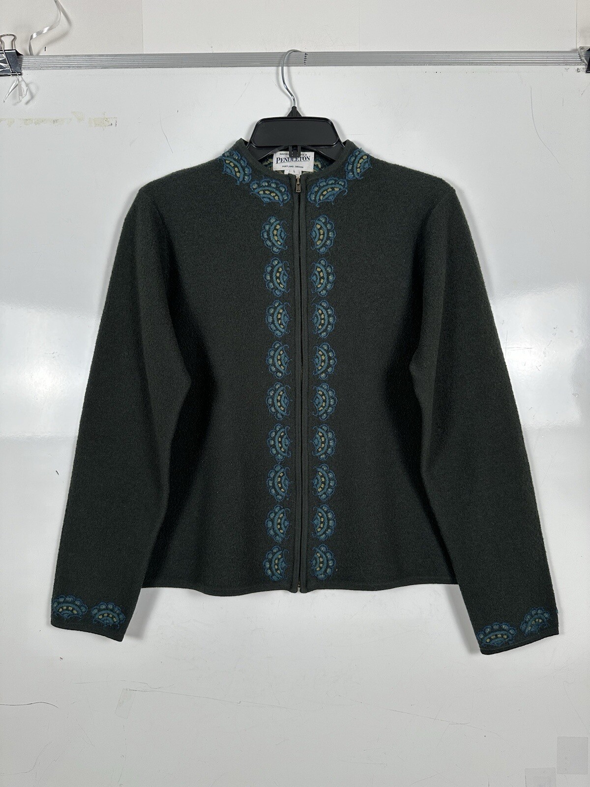 Pendleton 100% Merino Wool Full Zip Front Sweater… - image 8