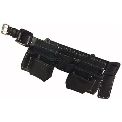BUILDPRO PREMIUM LEATHER TOOL BELT 12 POCKET APRON CARPENTERS NAIL BAG