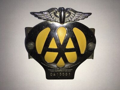 C1960s VINTAGE AUTOMOBILE ASSOCIATION NoOA13681 CAR BADGE & BRACKETS
