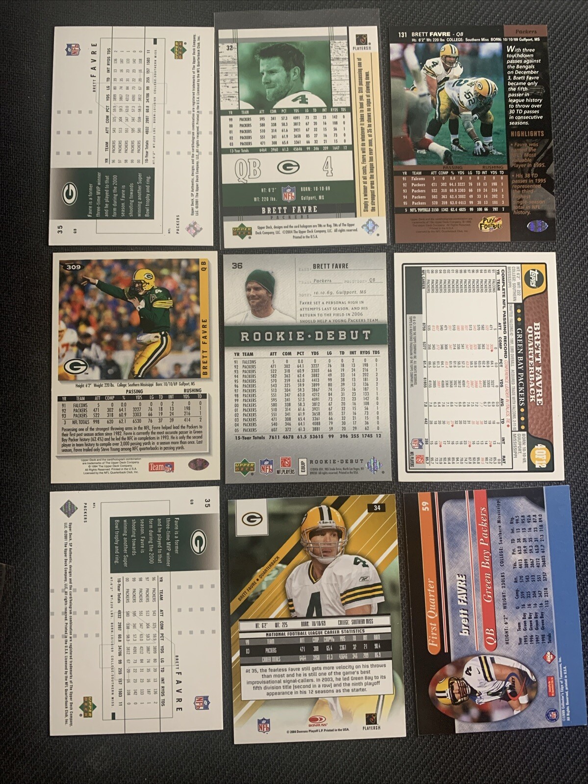 Brett Favre 9 card lot. Green Bay Packers eBay