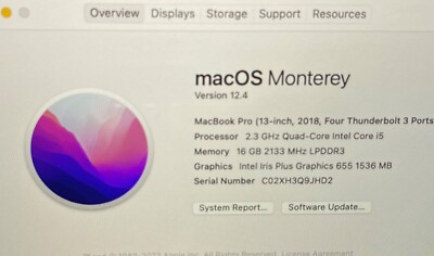 Apple MacBook Pro (13-inch, 2018, Four Thunderbolt 3 Port Touch