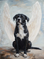 Custom Dog Angel Memorial Wall Art Printed On Canvas Pet Portrait From Photo
