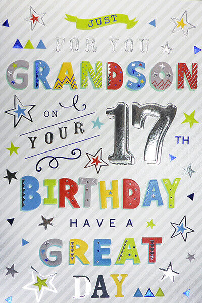 Just for You Grandson Happy 17th Birthday Card for sale online | eBay