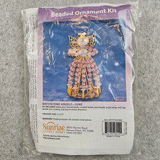 Sunrise Safety Pin Bead Birthstone Angel Ornament Kit June Pink Makes 4 NOS