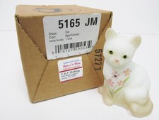 5165 JM Fenton Sitting Cat Hand Painted "Opal Sanded" MINT, Brand New NOS Box