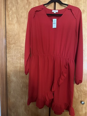 ANN TAYLOR LOFT DRESS LARGE RED NWT