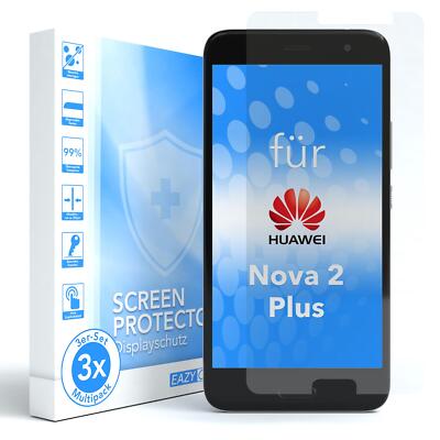 EAZY CASE 3x Displayschutzglas für Huawei Nova 2 Plus Schutzglas Glasfolie 9H