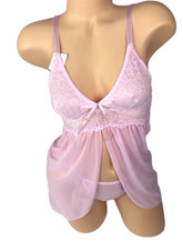 Rene Rofe Soft Cup Babydoll Chemise with G-String - Medium 2 Piece Chemise Set