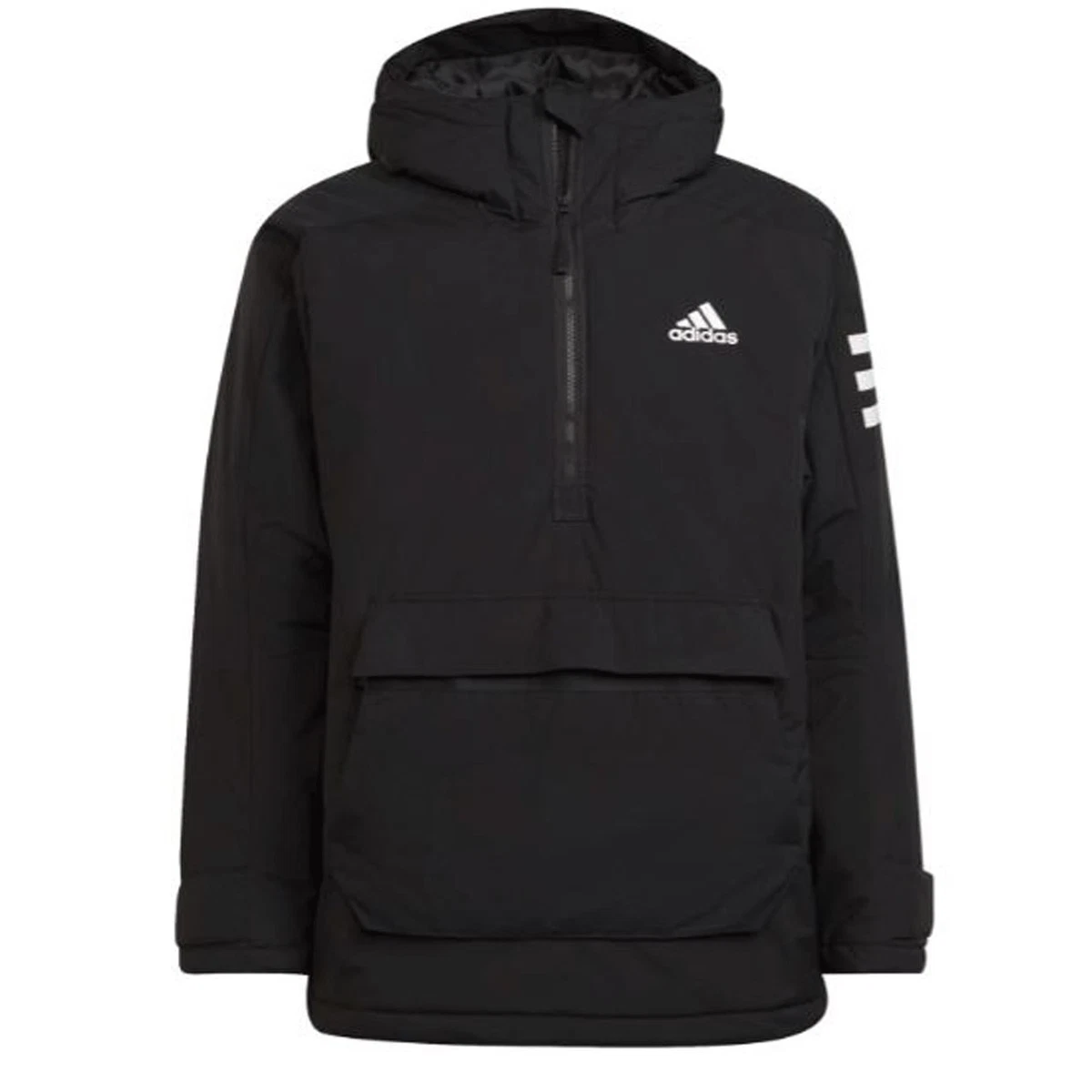Adidas Mens Jacket Hooded Black Jacket Anorak Utilitas Winter