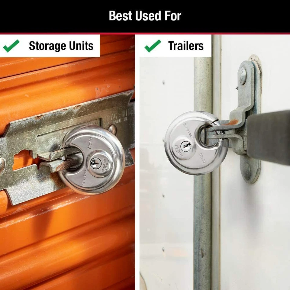 Cadenas à clé Diskus Master Lock solide pour porte camion, coffre-fort 80mm - Photo 3/4