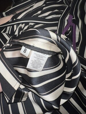 ann taylor loft striped shirt dress LOFT Ann Taylor Black & Beige Stripe Shirt Dress with Belt (PRE-LOVED) Size  16