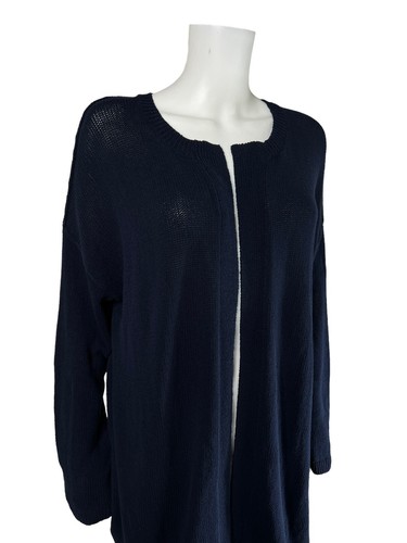 James Perse Standard Cardigan Sweater Open Front Knit Navy Blue Cotton Sz 4 XL - Picture 7 of 16