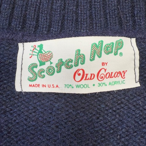 Maglione lana vintage Old Colony donna piccolo blu navy scollo a V Scotch Nap USA - Foto 5 di 13
