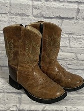 Old West Western Boots Toddlers 8D Leather Pull On Cowboy Mid Calf Cw2513 Zip Up