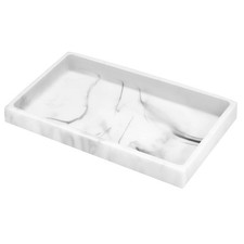 Resin Bathroom Vanity Tray Countertop Organizer, M, Marble White
