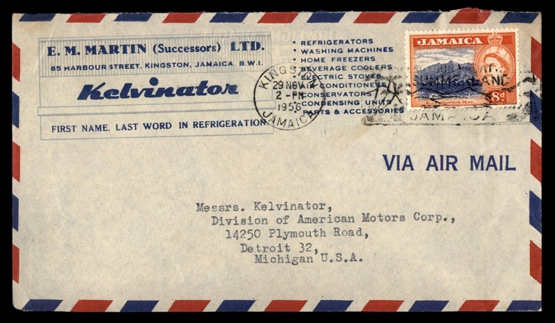 Mayfairstamps Jamaica 1956 Kingston to Detroit MI USA air mail Cover cca_44473
