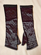 Black Fingerless Beaded/Lace Bridal Gloves