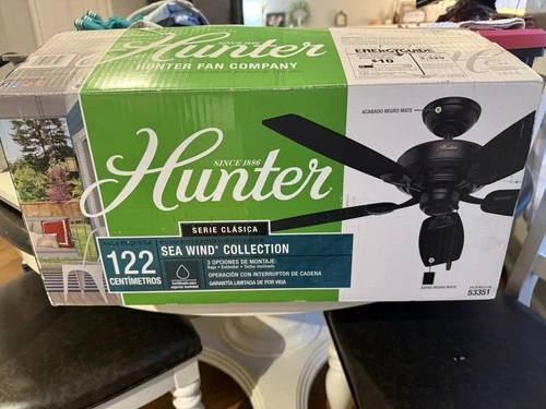 Hunter Fans - Sea Wind 48 Inch Ceiling Fan with Pull Chain-Matte Black Finish - Picture 1 of 3
