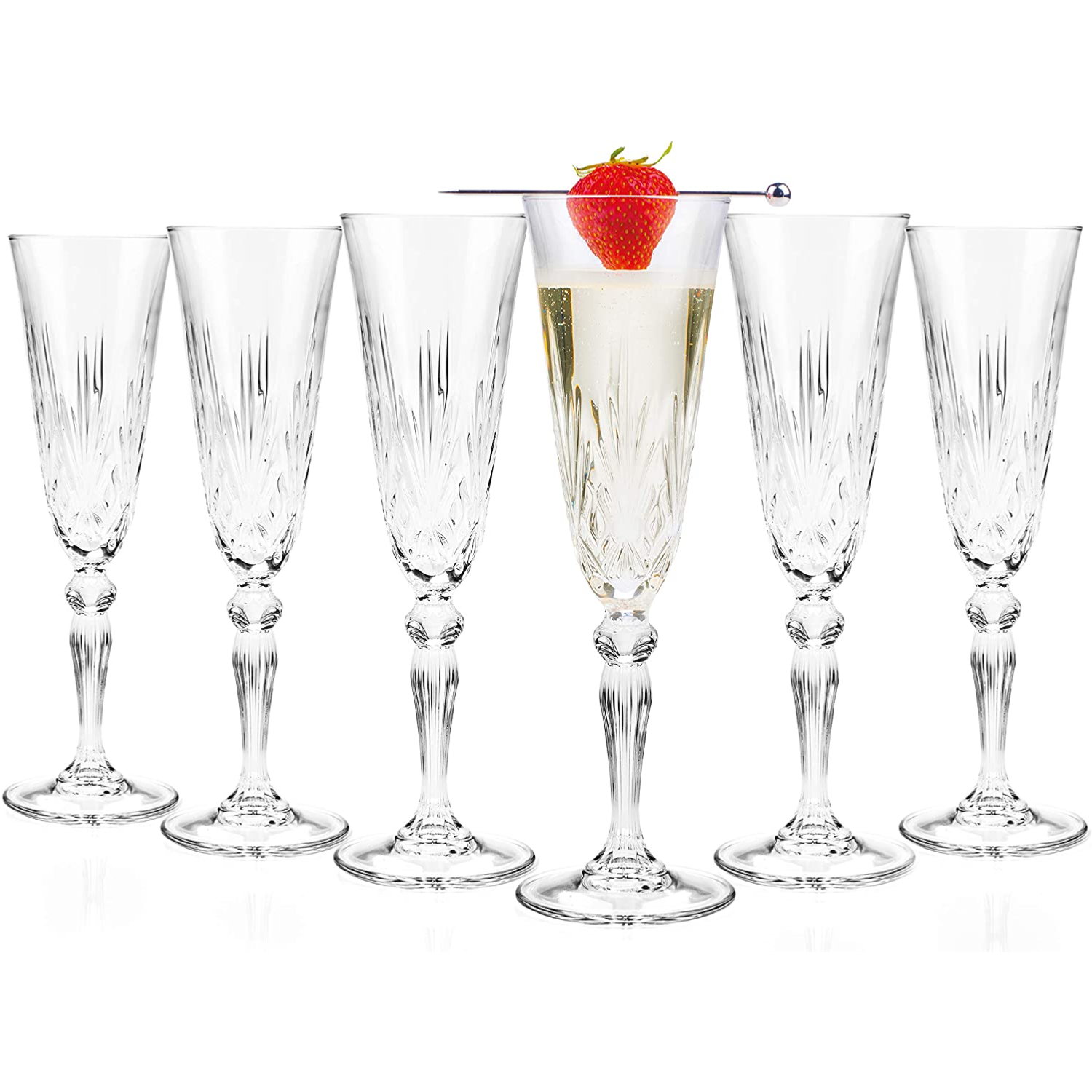 Set of 6 160ml Champagne Wine Flutes Glasses Melodia Clear Drinkware Glassware