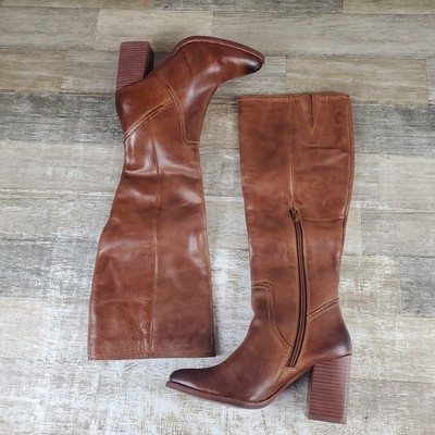 Diba True True Do Womens Knee High Boots Sz 6.5 Brown Leather Side Zip