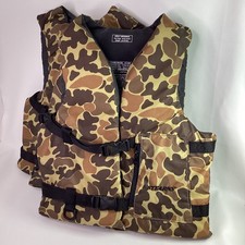 2-LOT USA MADE Stearns Adult Universal Camo Life Vest 30-52" PFD Fishing VINTAGE