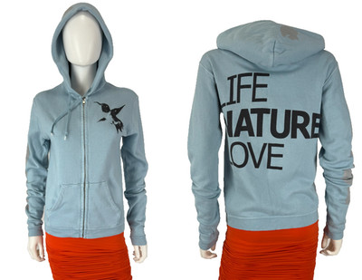 Freecity Blue Cotton Hoodie 4 US 40 IT S Life Nature Love Zip Jacket Runway Auth